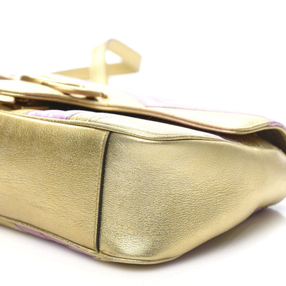 Gucci Metallic Calfskin Matelasse Small GG Marmont Shoulder Bag Gold Pink 9 of 11
