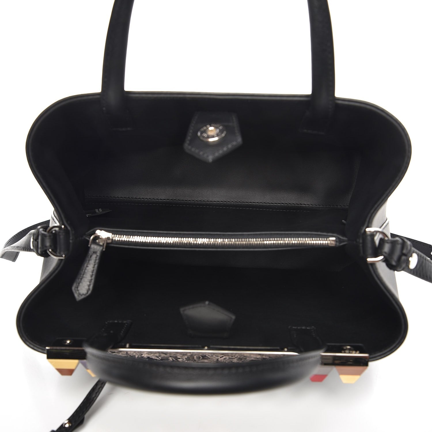 Fendi Vitello Baltico Dolce Studded Petite 2Jours Tote Black Multicolor 5 of 7