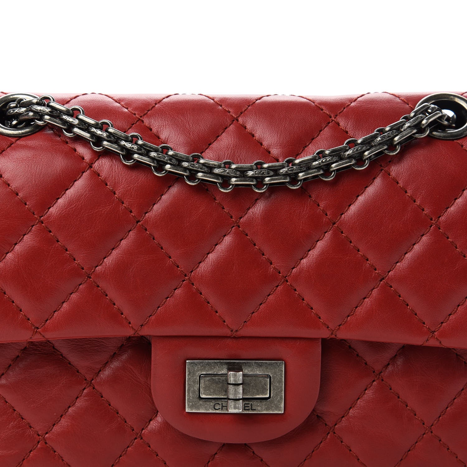 Chanel Aged Calfskin Quilted 2.55 Reissue 224 Flap Red 10 of 11