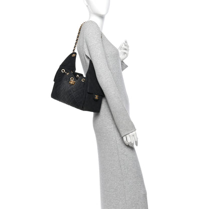 Chanel Washed Denim Quilted Small Chanel 25 Handbag Black 2 of 10