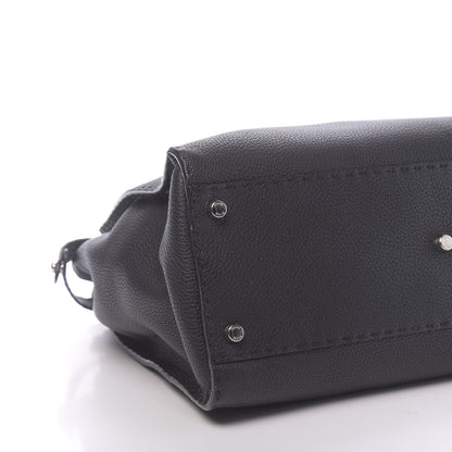 Fendi Cuoio Romano Selleria Bi-Color Large Peekaboo Iconic Satchel Black Mou 10 of 12
