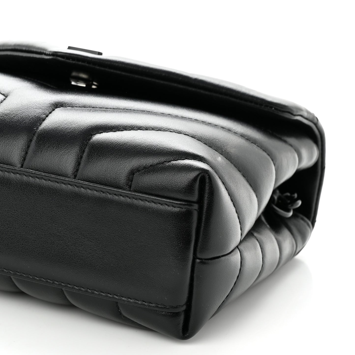 Calfskin Y Quilted Monogram Monochrome Toy Loulou Crossbody Bag Black