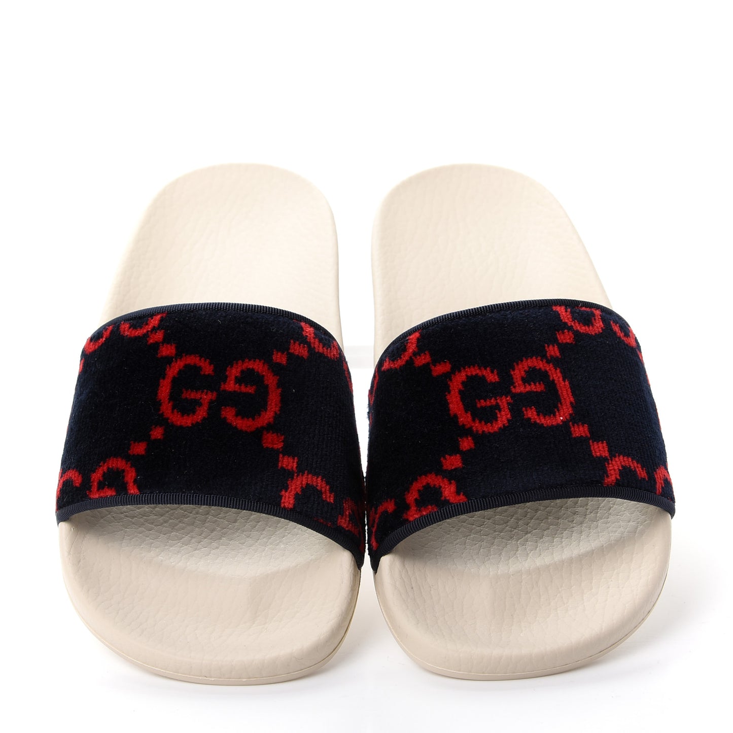 Terry Cloth GG Monogram Slide Sandals 37 Blue Red