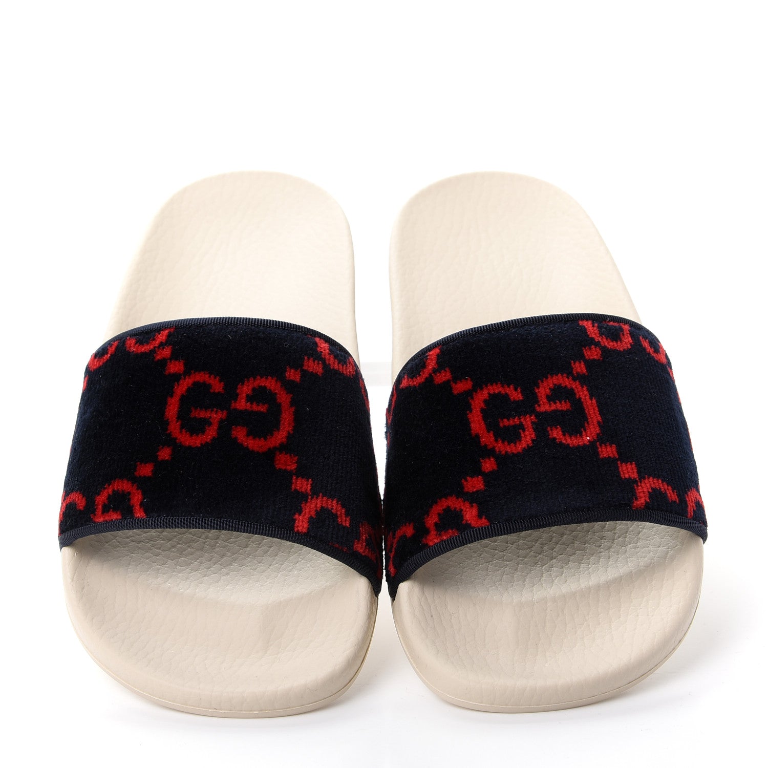 Gucci Terry Cloth GG Monogram Slide Sandals 37 Blue Red 5 of 11