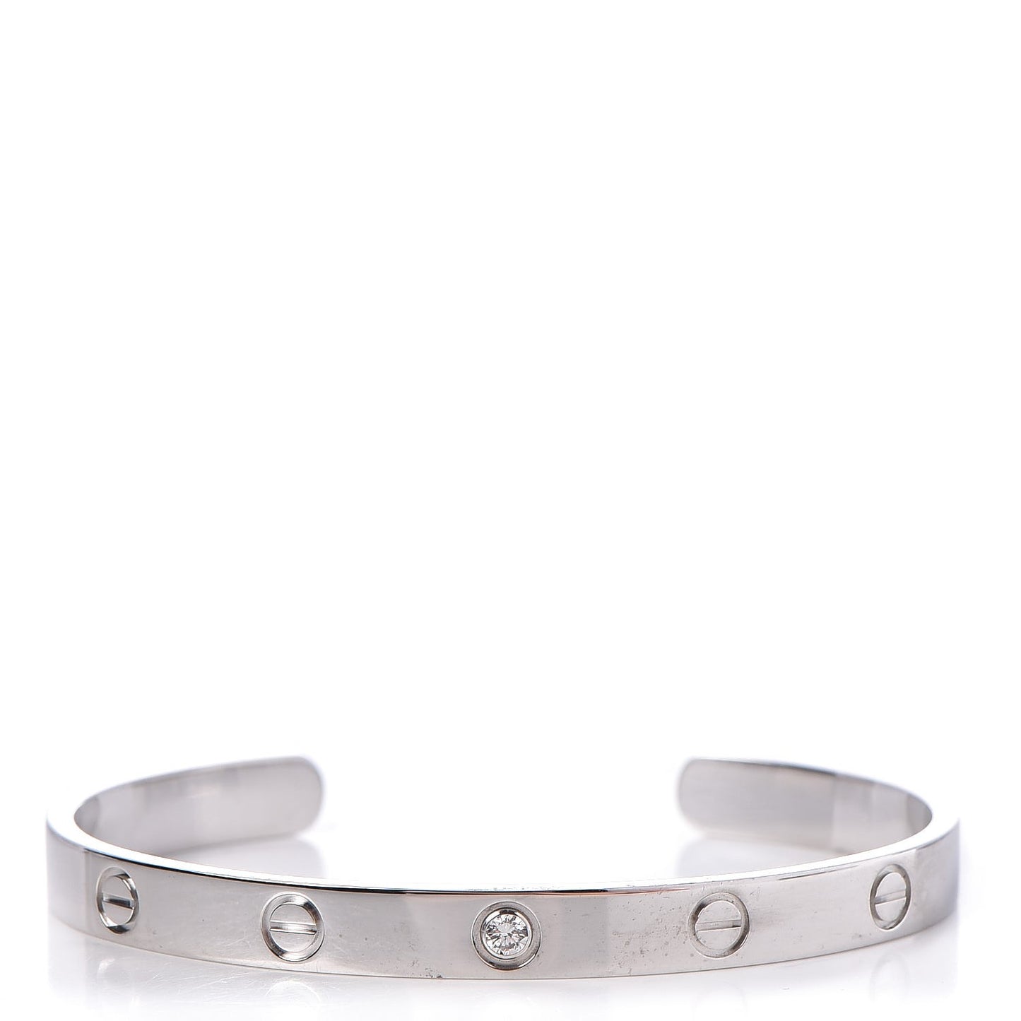 18K White Gold 1 Diamond LOVE Cuff Bracelet 18