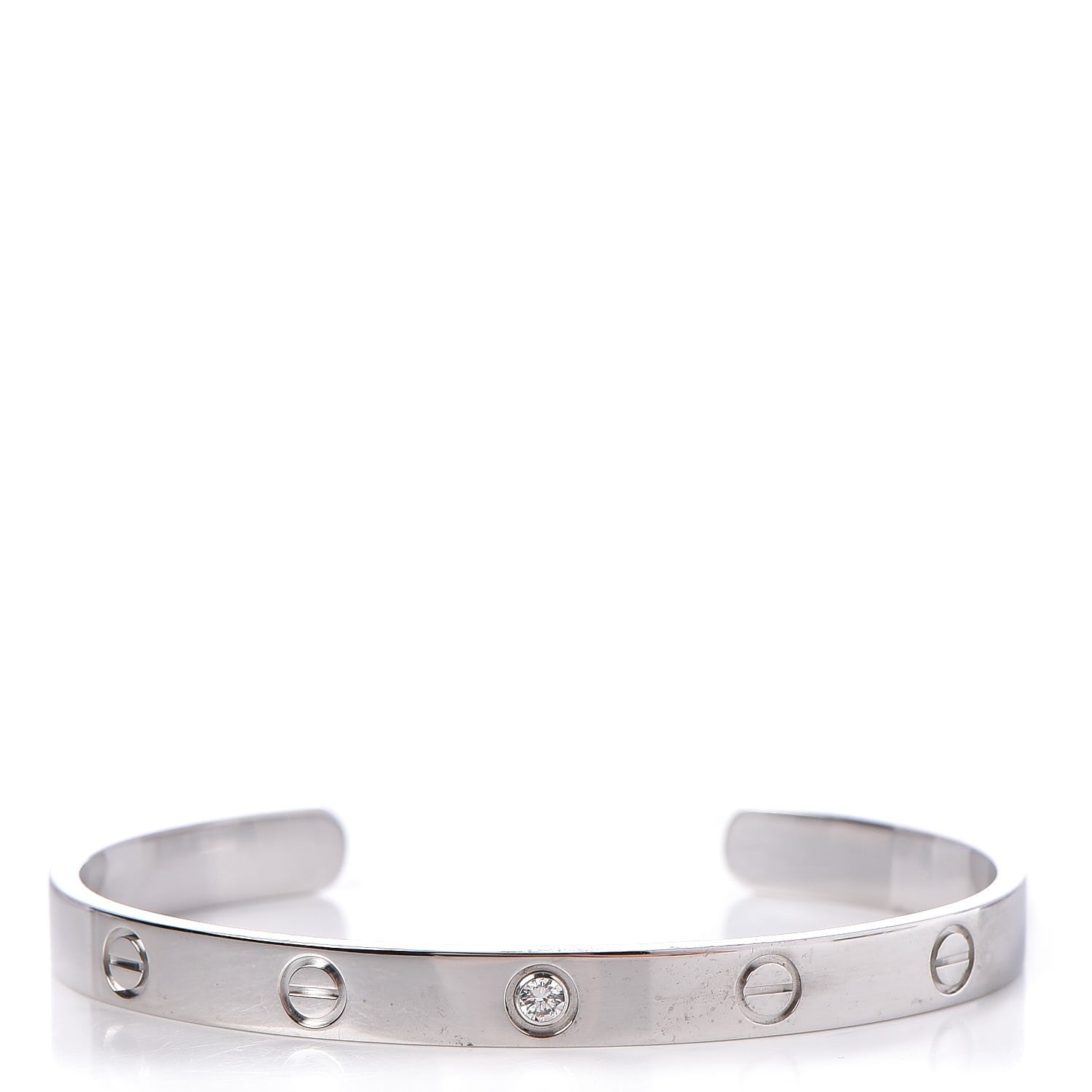 Cartier 18K White Gold 1 Diamond LOVE Cuff Bracelet 18 1 of 5