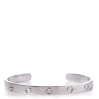 Cartier 18K White Gold 1 Diamond LOVE Cuff Bracelet 18 1 of 5