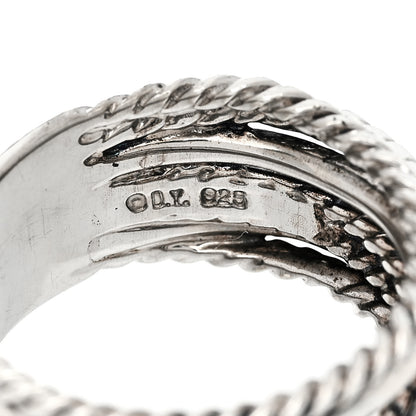 David Yurman Sterling Silver Diamond 11mm Wide Crossover Cable Ring 54 7 4 of 4