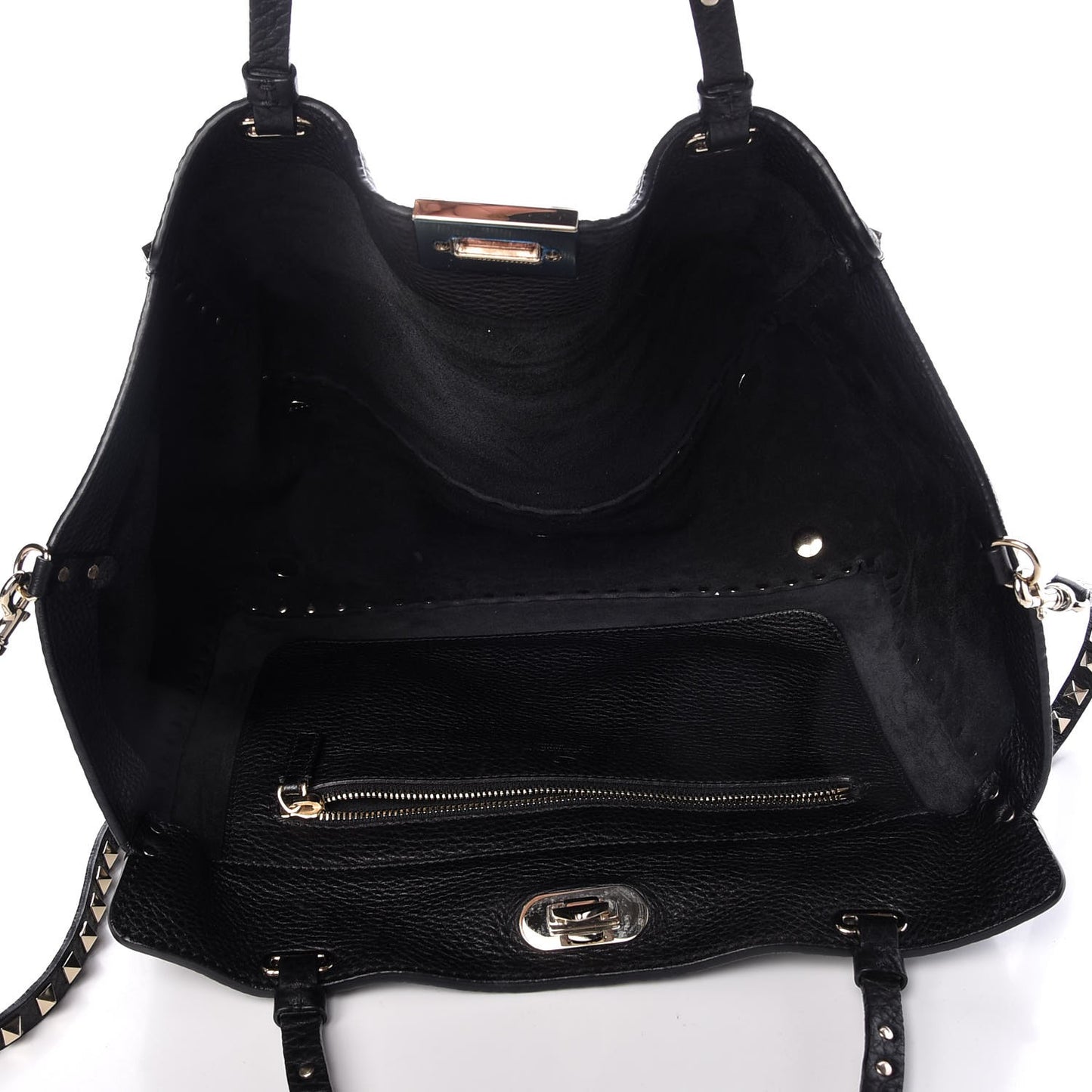 Alce Printed Calfskin Medium Rockstud Tote Black