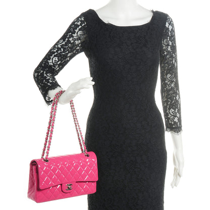Chanel Patent Quilted Medium Double Flap Fuchsia 2 of 9