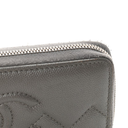 Chanel Metallic Caviar Quilted Medium Maxi CC Zip Around Wallet Grey 11 of 11