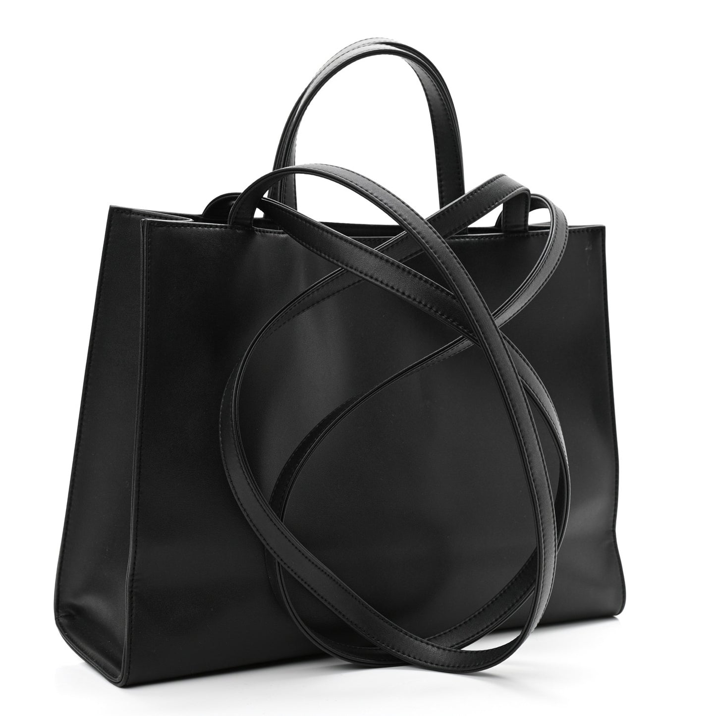 Vegan Leather Medium Shopping Bag Black