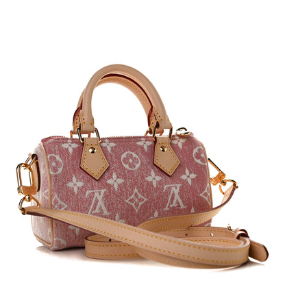 Louis Vuitton Monogram Jacquard Denim Nano Speedy Bandouliere Pink 3 of 11
