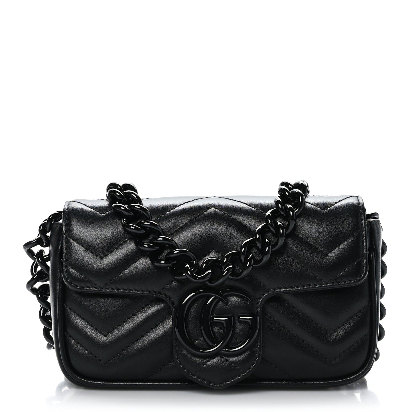 Calfskin Matelasse Monochrome GG Marmont Chain Belt Bag Black