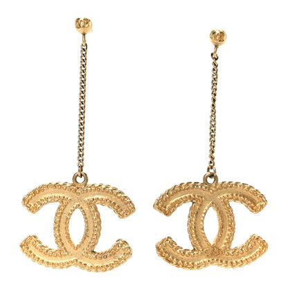 Chanel CC Drop Earrings Matte Gold 1 of 5