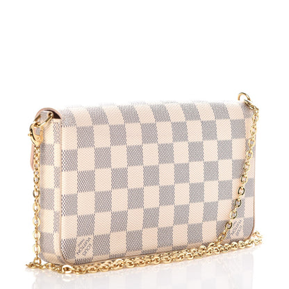 Louis Vuitton Damier Azur Pochette Felicie Chain Wallet Rose Ballerine 3 of 10