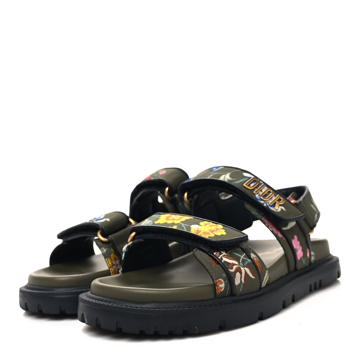 Technical Fabric Petites Fleurs Print Dioract Sandals 37 Kaki