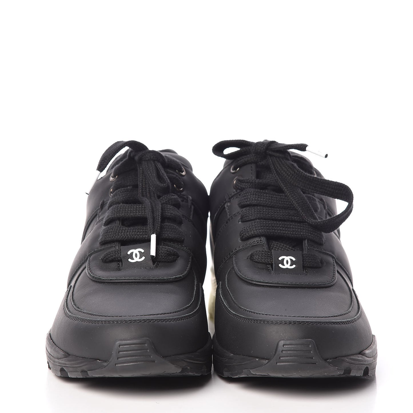 Calfskin CC Sneakers 39 Black White