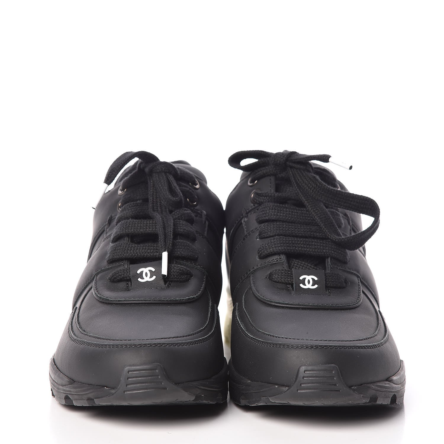 Chanel Calfskin CC Sneakers 39 Black White 2 of 9