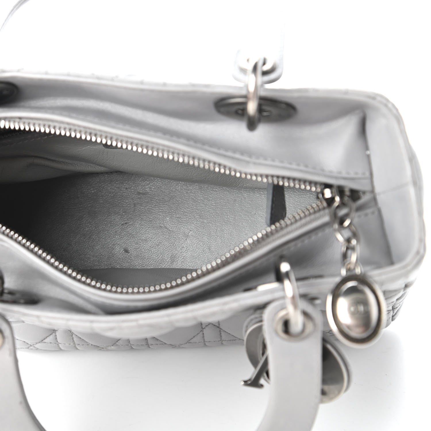 Christian Dior Lambskin Cannage Medium Lady Dior Grey 5 of 11