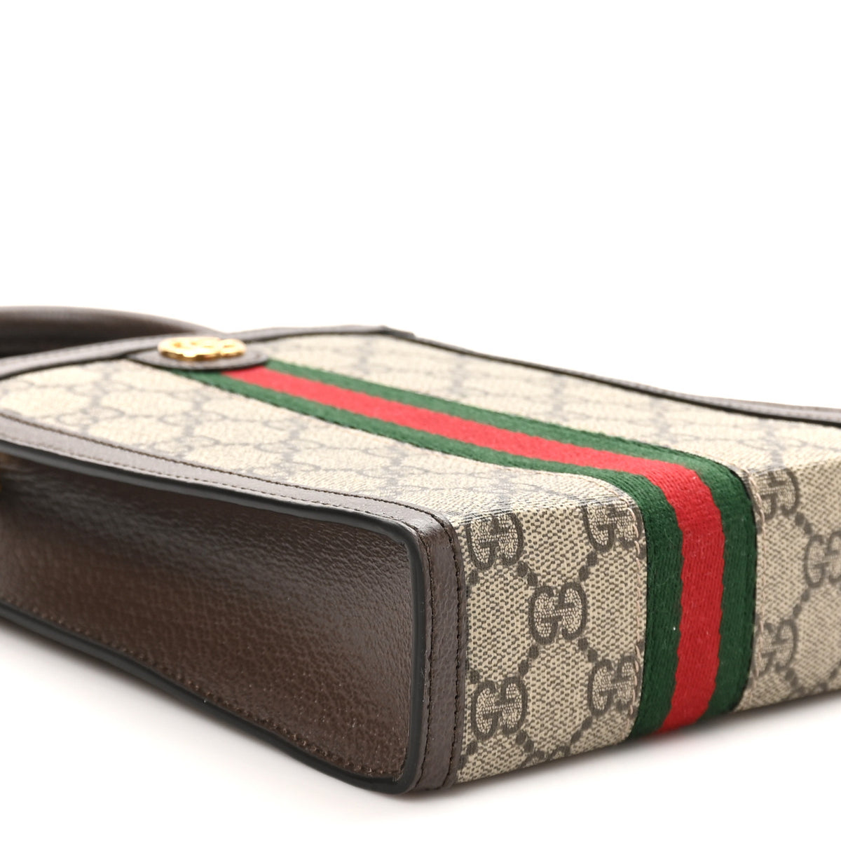 Gucci GG Supreme Monogram Textured Dollar Calfskin Web Super Mini Ophidia Mini Tote Bag Beige Ebony New Acero 9 of 10