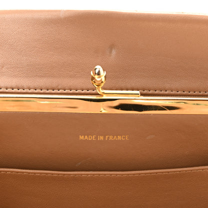 Chanel Lambskin Chevron Quilted Kiss Lock Shoulder Bag Beige 7 of 12