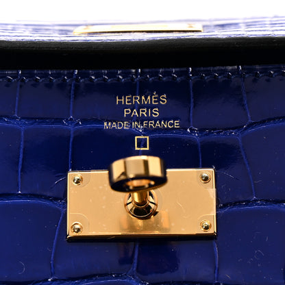 Hermes Shiny Alligator Kelly Wallet To Go Bleu Electrique 11 of 23