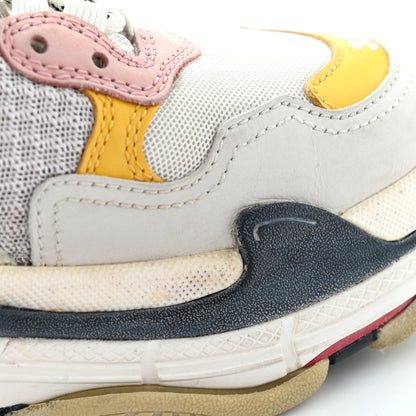 Balenciaga Mesh Nubuck Womens Triple S Sneakers 37 White Gris Jaune Rose 17 of 21