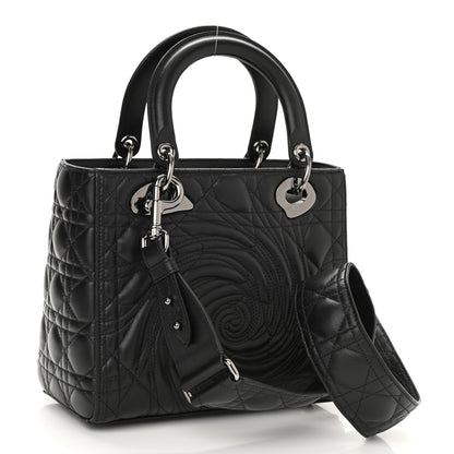 Christian Dior Lambskin Cannage Embossed Medium Recycle Group Lady Dior Art 5 Black 3 of 8