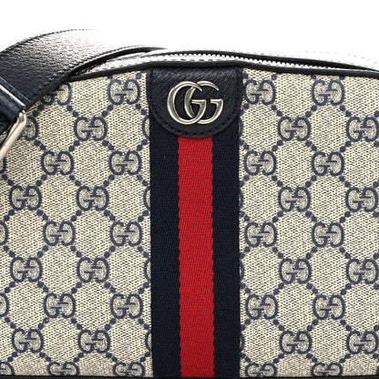 Gucci GG Supreme Monogram Textured Dollar Calfskin Web Small Ophidia Camera Bag Beige Blue 8 of 12