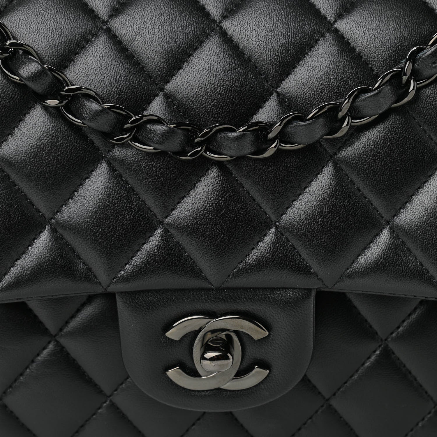 Chanel Lambskin Quilted Medium Double Flap So Black 14 of 19