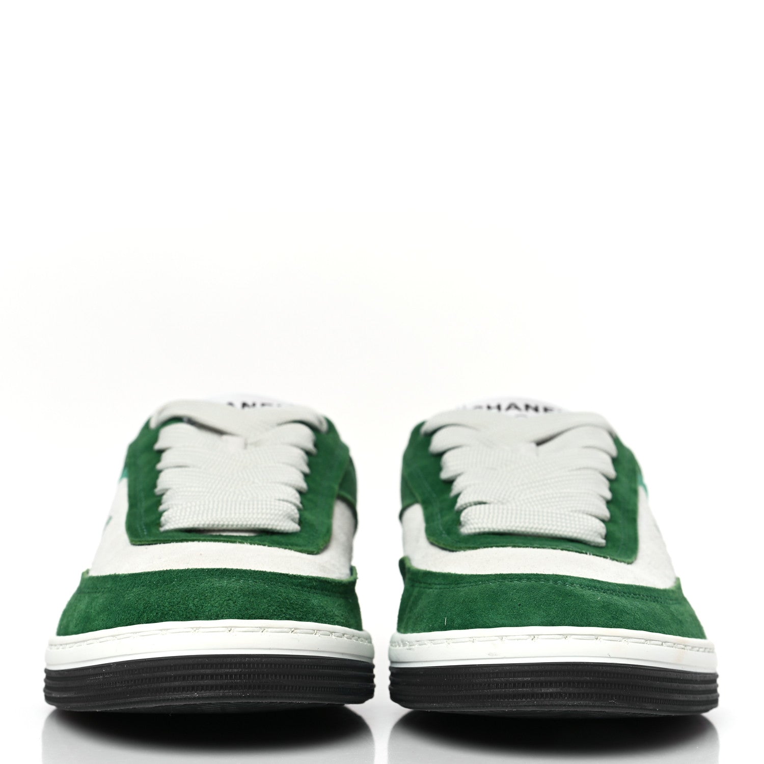 Chanel Suede Kidskin Womens CC Sneakers 39 White Green 2 of 9