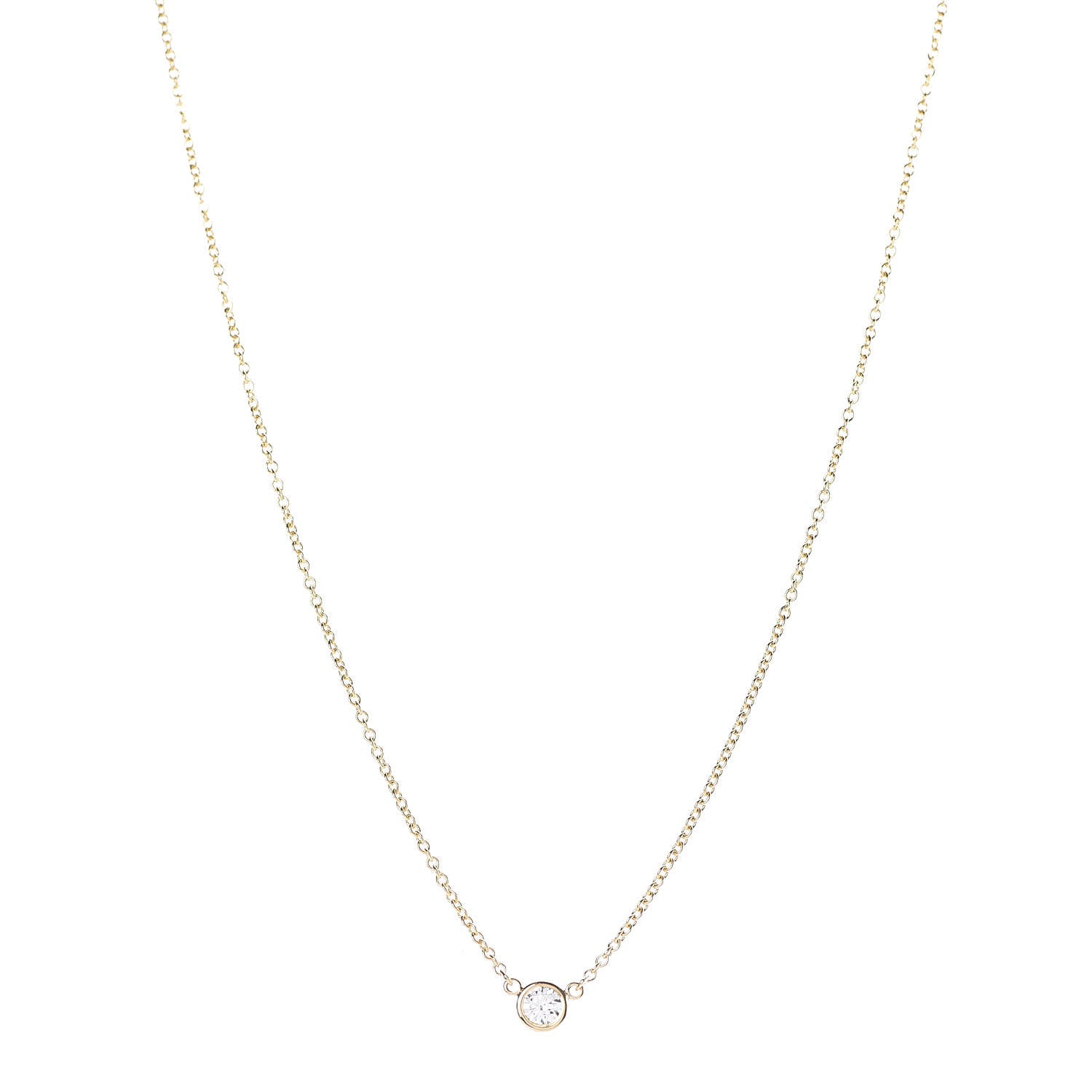 Tiffany 18K Yellow Gold Diamond .14ct Elsa Peretti Diamonds by the Yard Pendant Necklace 1 of 4