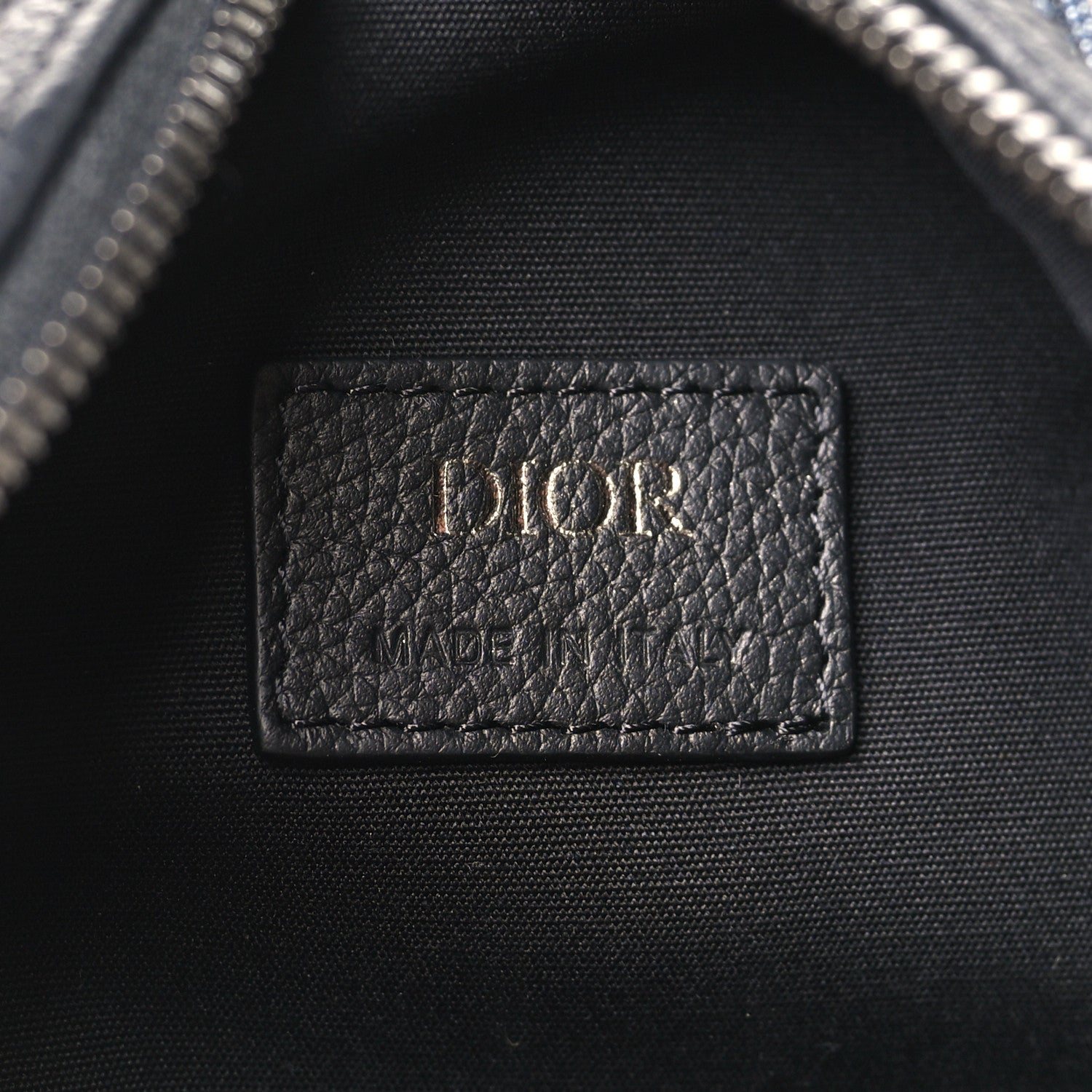 Christian Dior Grained Calfskin Oblique Scarab Sling Bag Blue Black 6 of 10