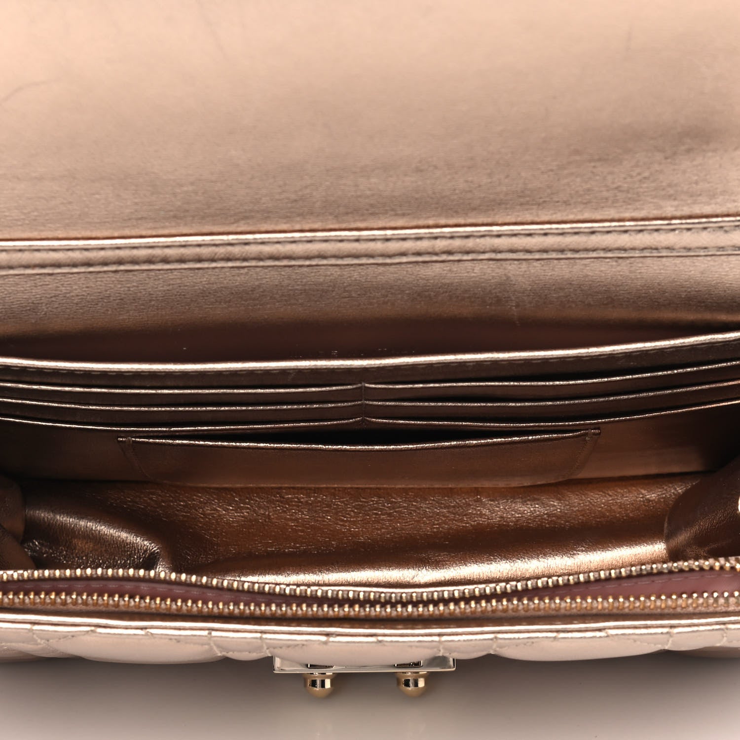 Christian Dior Metallic Lambskin Cannage Miss Dior Promenade Pouch Gold 4 of 5
