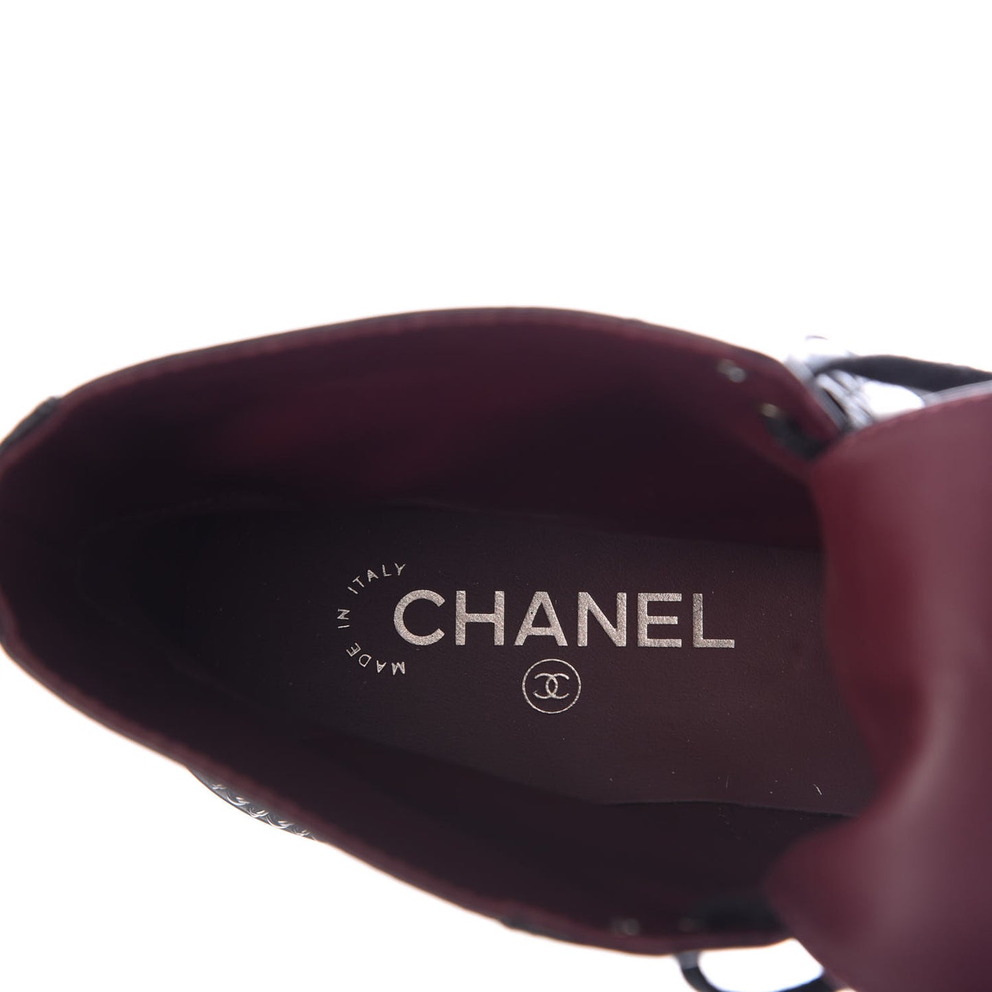 Crackled Calfskin Velvet Pearl Combat Short Boots 42 Black