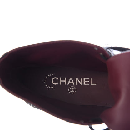 Chanel Crackled Calfskin Velvet Pearl Combat Short Boots 42 Black 8 of 10