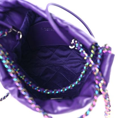 Chanel Shiny Calfskin Quilted Rainbow Mini Chanel 22 Purple 5 of 10