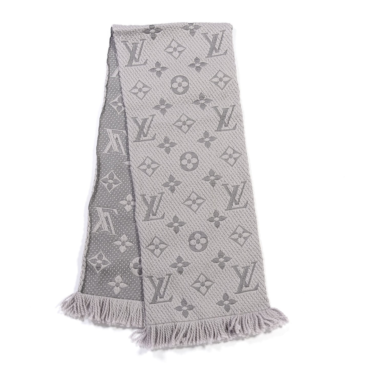 Wool Silk Logomania Scarf Pearl Grey