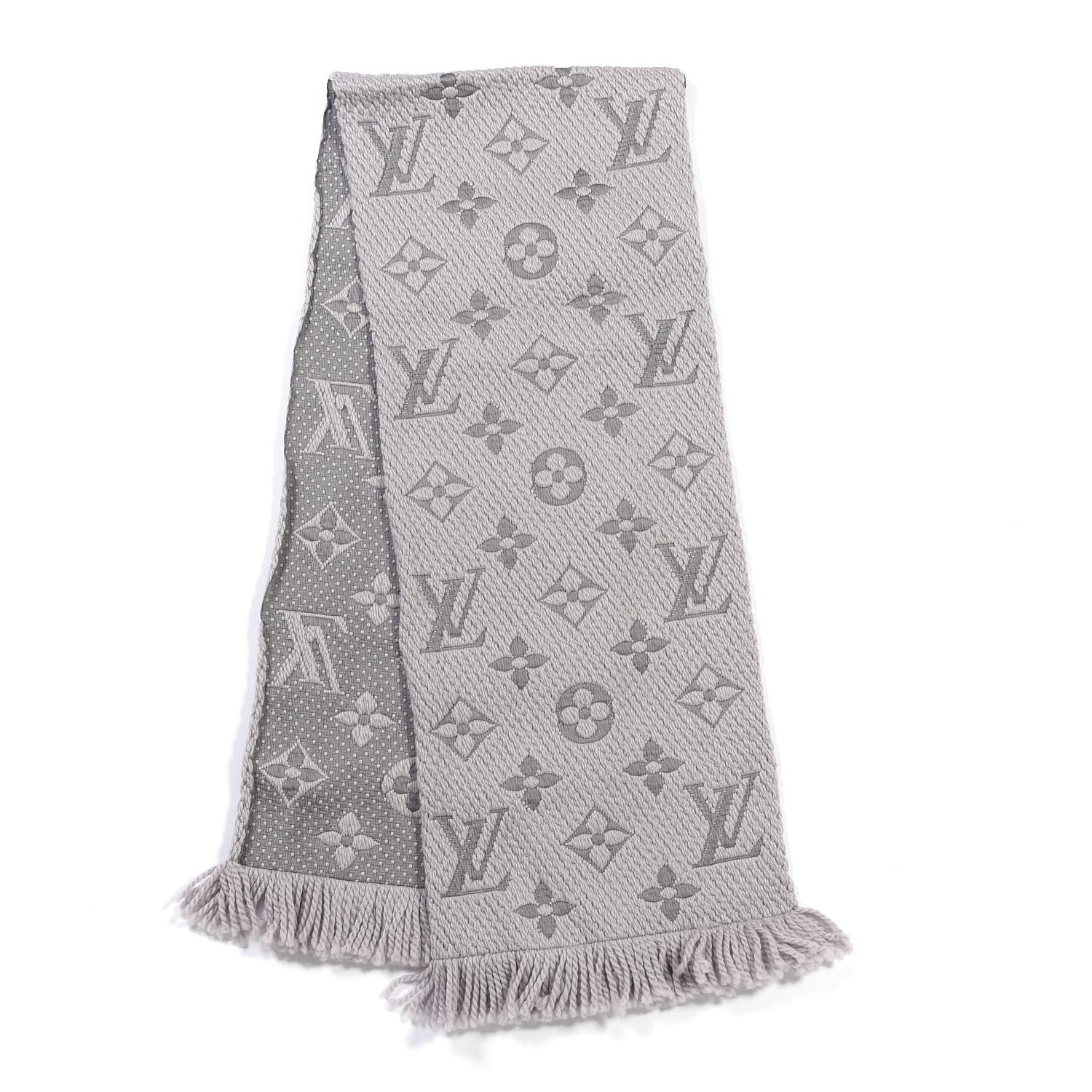 Louis Vuitton Wool Silk Logomania Scarf Pearl Grey 1 of 4