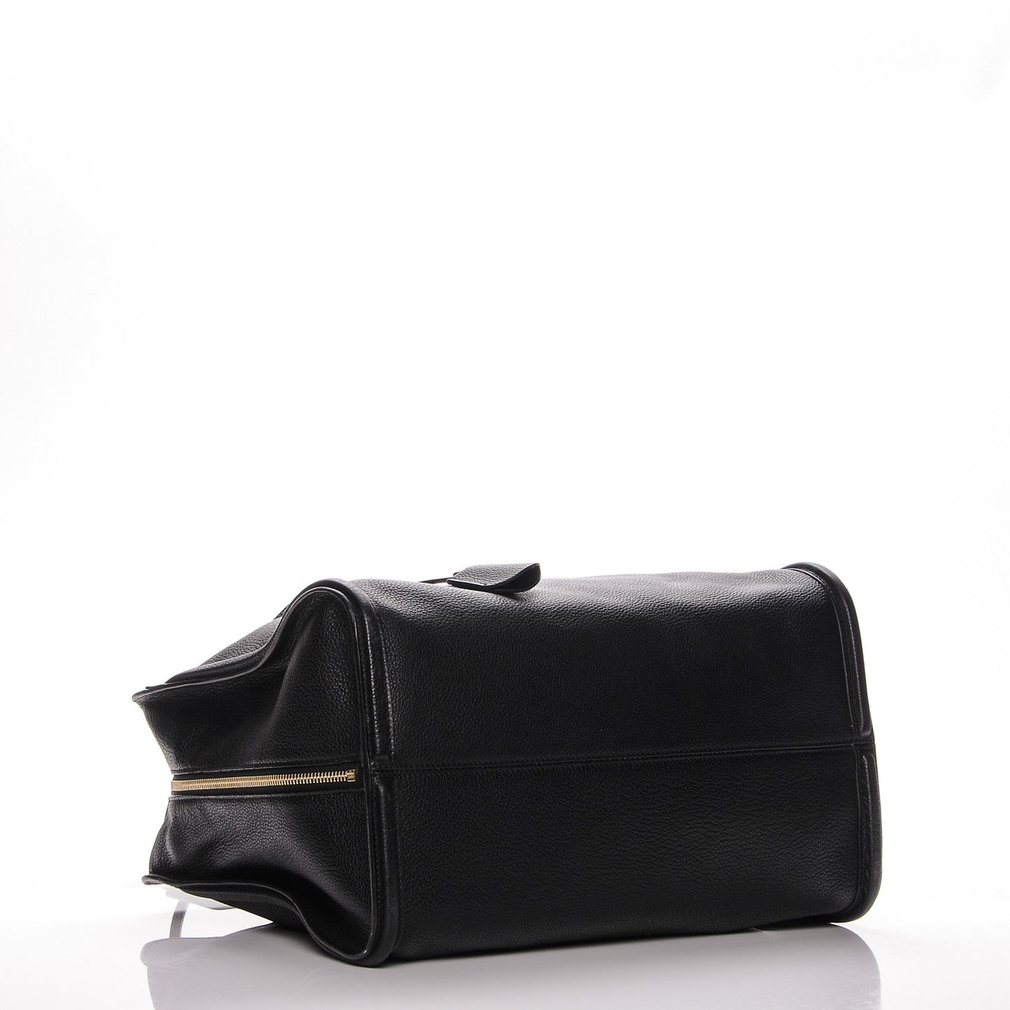 Pebbled Calfskin Large Skull Padlock Zip Around Tote Black