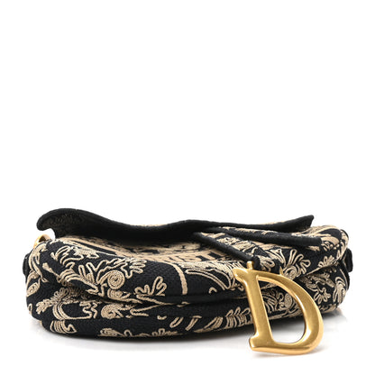 Christian Dior Canvas Embroidered Ornamental Cornely Saddle Bag Black Beige 4 of 11