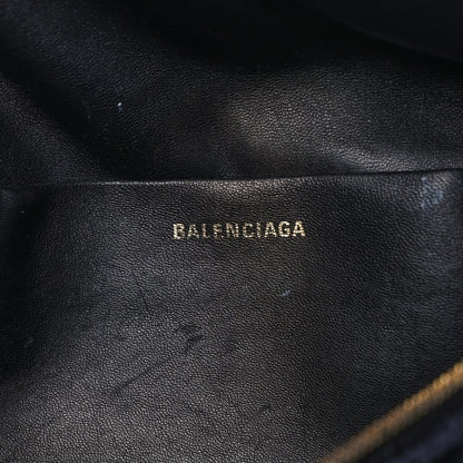 Balenciaga Crushed Velvet Logo Embossed XXS Souvenir Belt Bag Black 8 of 11