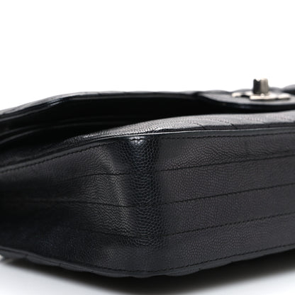 Chanel Iridescent Caviar Chevron Quilted Medium Double Flap Black 9 of 11