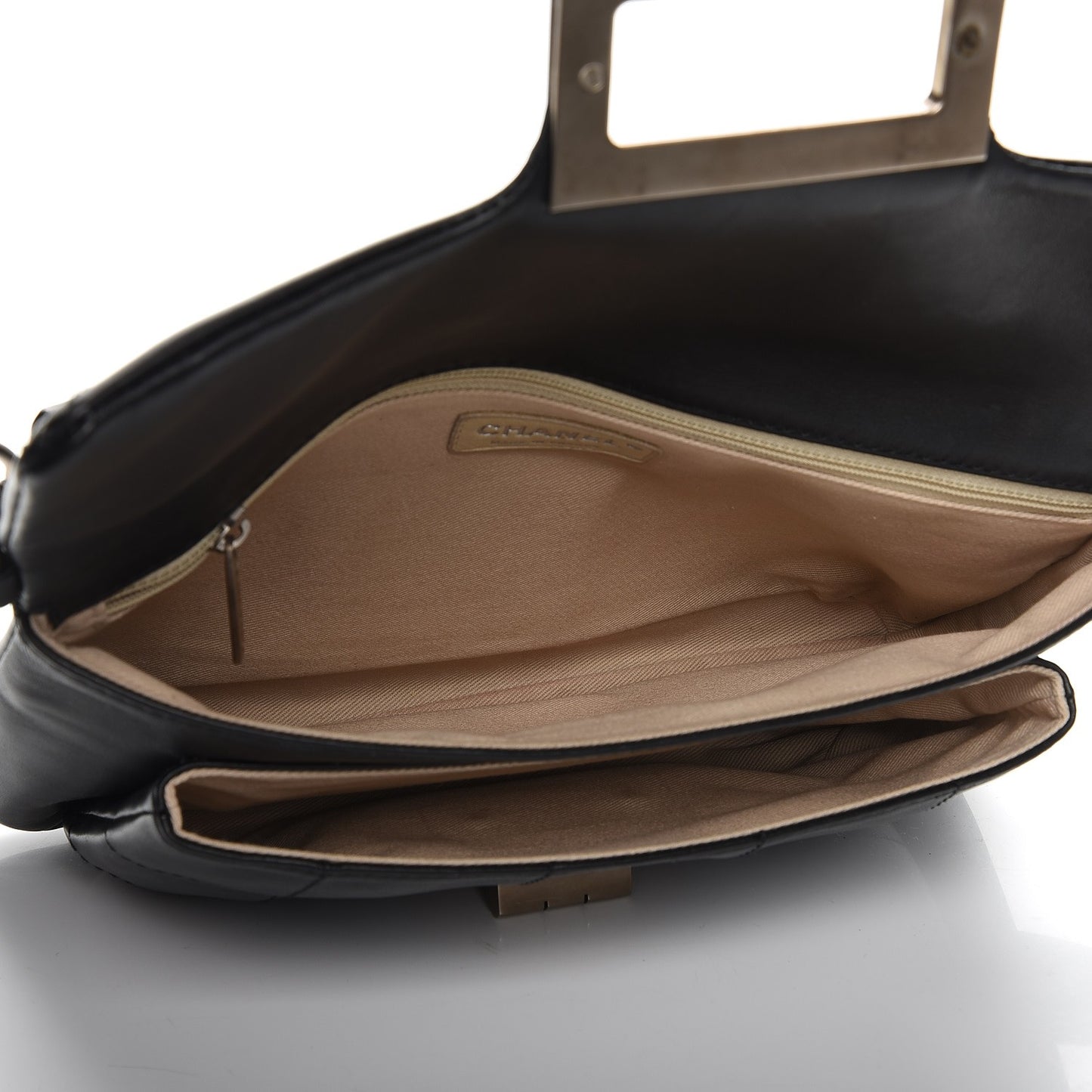 Calfskin Square Stitched Mademoiselle Shoulder Bag Black
