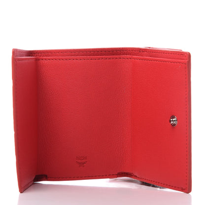 MCM Calfskin Ottomar Monogram Tri-Fold Wallet Hot Coral 5 of 8