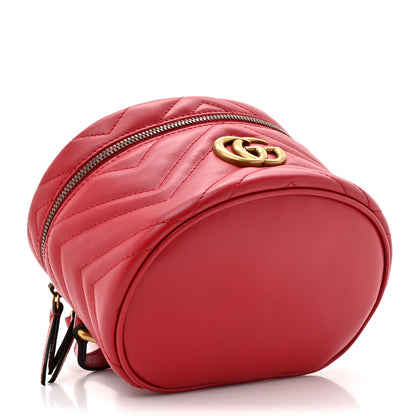 Gucci Calfskin Matelasse Mini GG Marmont Round Backpack Hibiscus Red 4 of 11