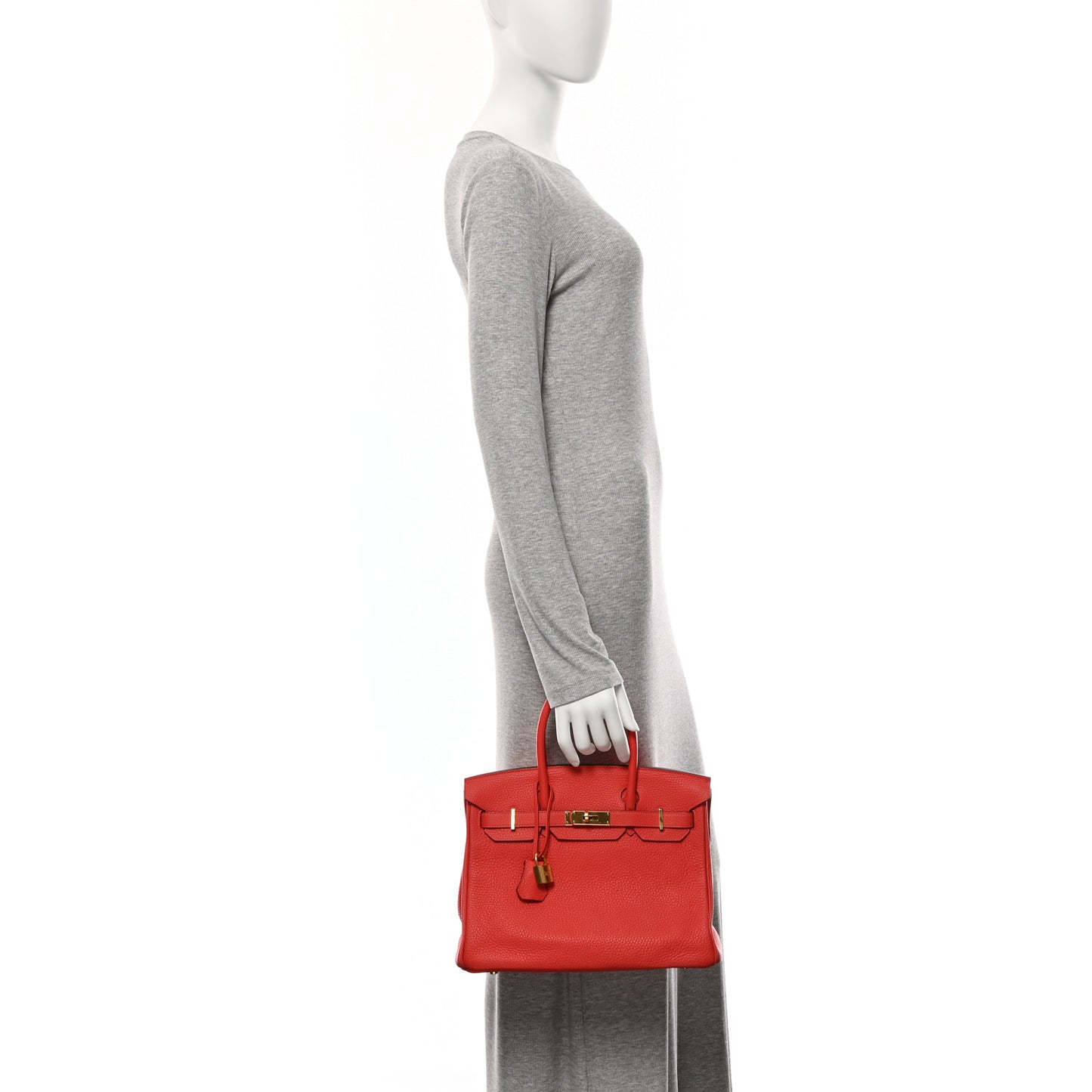 Taurillon Clemence Birkin 30 Rouge Pivoine