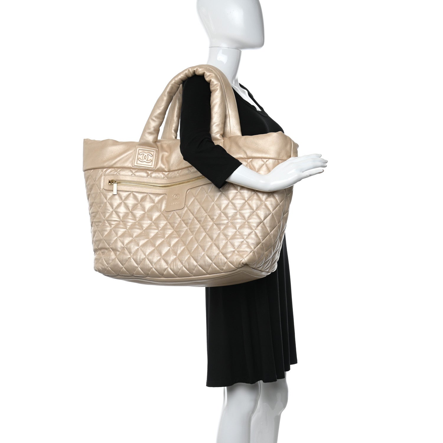 Chanel Metallic Lambskin Quilted Large Coco Cocoon Tote Light Gold 2 of 8