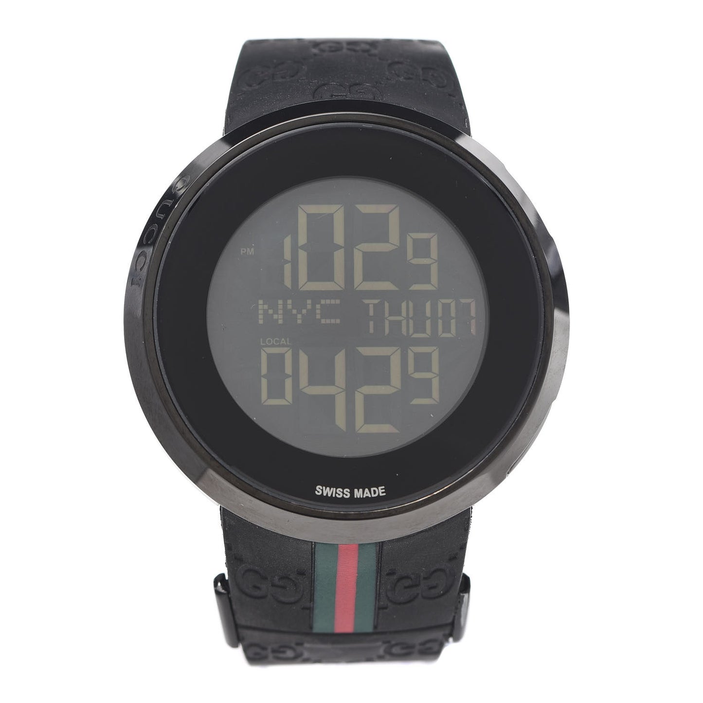 Stainless Steel Rubber 45mm Digital I-Gucci Web Watch Black